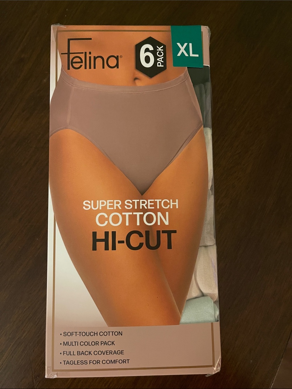 Felina Women's Hi-Cut Super Stretch Cotton Underwear 8-Pack , Size XL